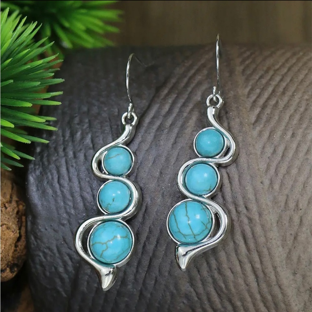 EARRING METAL BLUE TURQUOISE NEW